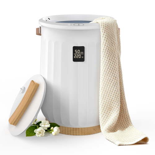 edx 20L Towel Warmer, with Handle & Aroma Disc Holder, Holds Two 40“x70” Oversized Towels, Suitable for Robes, Blankets & Pajamas, Beige