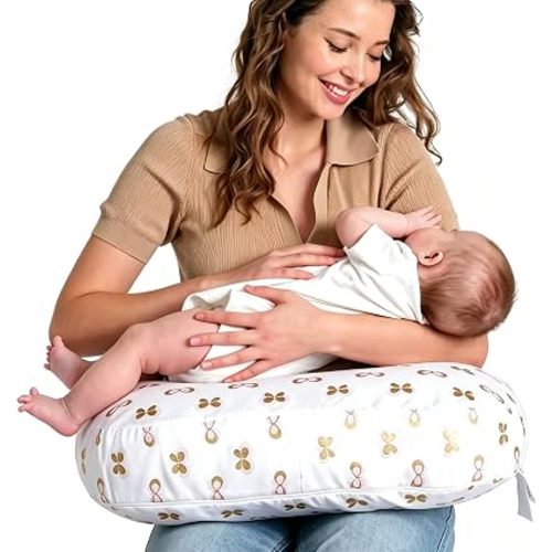Little Grape Land Nursing Pillow for Infants, Extra Firm Breastfeeding Pillows, Baby Pillow for Nursing, Bottle Feeding with Machine Washable Cover & Breathable Filling