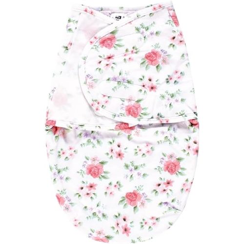 Hudson Baby Infant Girl Plush Faux Fur Swaddle Wrap, Vintage Floral, 0-3 Months