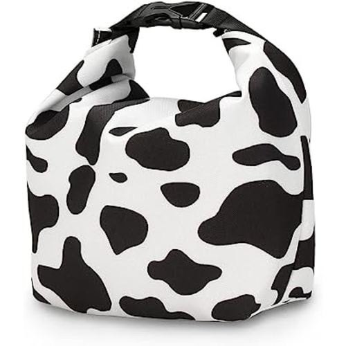 Insulated Breastmilk Cooler Bag - Reusable Milk Bottle Bag Kids Snack Bag Baby Pacifier Pack with Detachable Buckle for Diaper Bag Baby Stroller (Small, Cow)