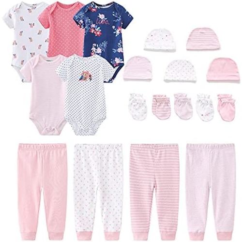 Kiddiezoom Unisex Baby Layette Essentials Giftset Clothing Set 19-Piece For Newborn Baby