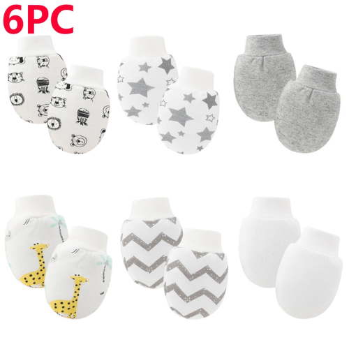 Tao Tao 6 Pairs Newborn Baby Mittens Infant Toddler Gloves No Scratch Mittens Gloves For 0-12 Months Baby Boys Girls Cute Graphic Print Newborn Scratch Gloves Protective Gloves Gray 2 Free Size