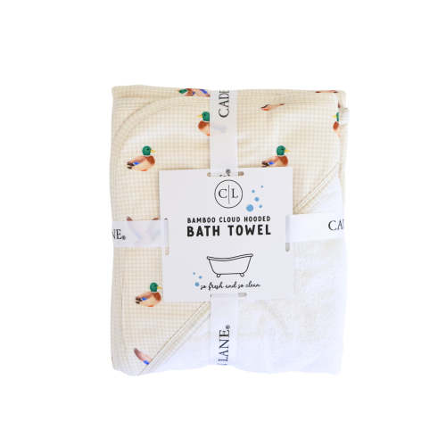 Embroidered Bamboo Hooded Towel in Little Mallard | Caden Lane