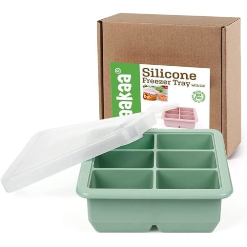 Haakaa Baby Food and Breast Milk Freezer Tray with Lid, 6 x 2oz - Pea Green