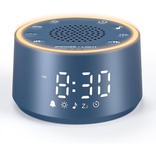 Dreamegg Sound Machine & Alarm Clock - White Noise Machine with 7 Wake-Up Sounds, 0-100% Dimmable, Night Light, Sound Machine for Sleeping, Office, Home, Travel Essentials Gift, Navy