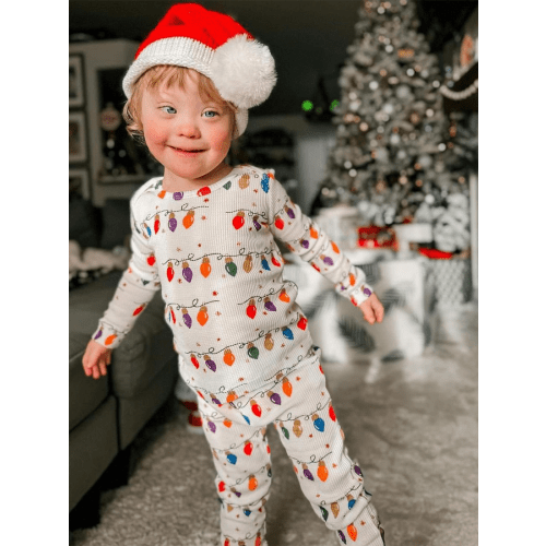 Organic Waffle 2-Piece Set, Christmas Lights