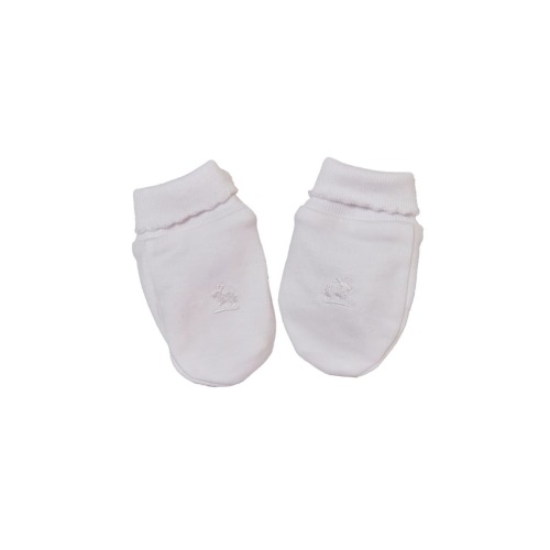Premium Peruvian Pima Cotton Logo Mittens for Infant - WHITE
