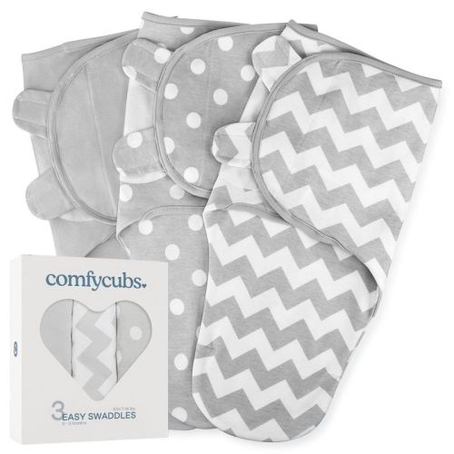 Swaddle Blankets for Baby Girl & Boy 3 Pack Sleep Sack Velcro by Comfy Cubs