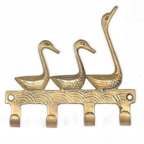 Indian Shelf Animal Goose Wall Hooks for Hanging Brass Unique Vintage Gold Key Holder Decorative Backpack Hanger Farmhouse Duck Kids Towel Holder Geese Children Coat Hook Wall Mounted Nursery