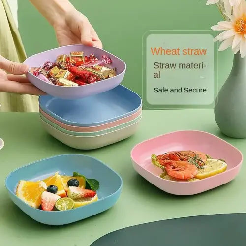 10-Piece Square Plastic Dinner Plate Set - Perfect For Snacks & Breakfast!