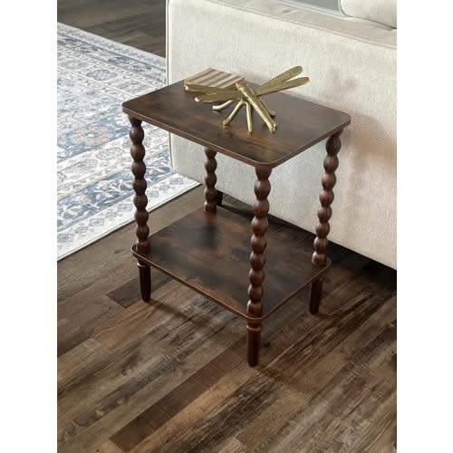Side Table with Storage Shelf, 2-Tier Small End Table, Nightstand or Coffee Table for Living Room & Bedroom