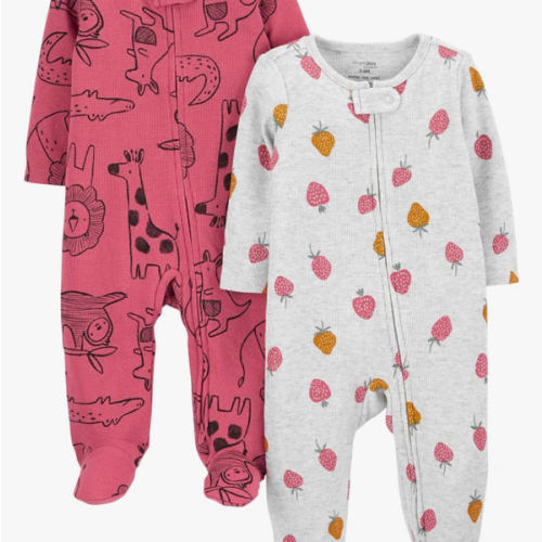 Simple Joys by Carter's Baby Girls' 2-way Zip Thermal Footed Sleep and Play, Pack of 2
