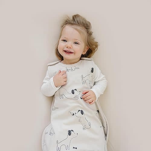 Woolino 4 Season Sleep Sack - Ultimate Merino Wool Sleeping Bag - Two-Way Zipper Adjustable Universal Size Sleep Sack for Baby (2-24 Months) - Puppy