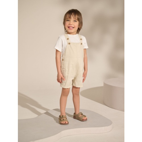Ecru Linen Blend Dungarees (3mths-7yrs)