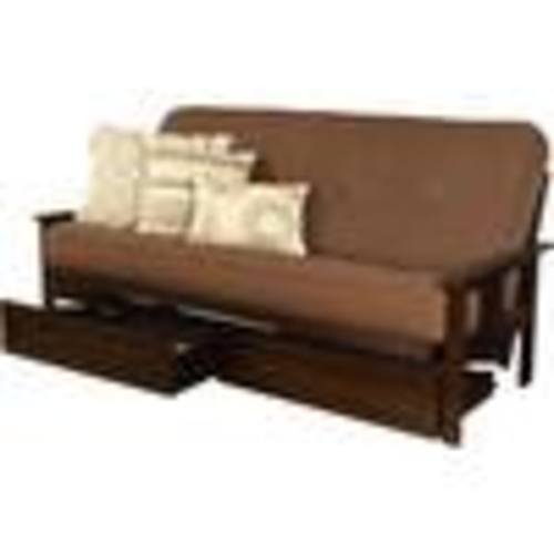 HOME IMPORTS EMPORIUM 79 in. Espresso/Linen Cocoa Linen Upholstered Full Size Futon Set with Mattress and Storage Drawers KFMODEPLCOCLF5MD4-630-HD