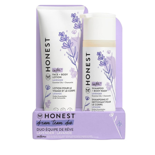 The Honest Company 2-in-1 Cleansing Shampoo + Body Wash and Face + Body Lotion Bundle | Gentle for Baby | Naturally Derived | Lavender Calm, 18.5 fl oz