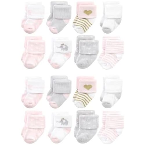 Hudson Baby Unisex Cotton Rich Baby Terry Socks 16-Pack