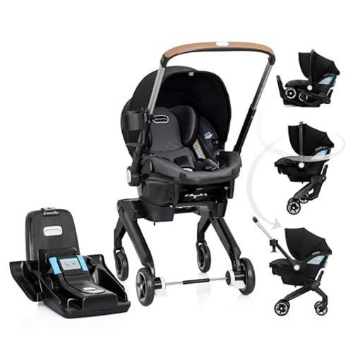 Evenflo Shyft DualRide Preemie and Infant Car Seat Stroller Combo | with Carryall Storage Bag and SensorSafe Technology, 3-30 lbs (Boone Gray)