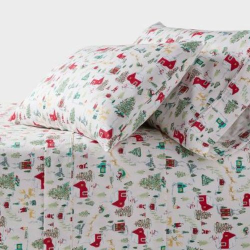 Full Holiday Cotton Performance Sheet Set Winter Scene - Threshold™