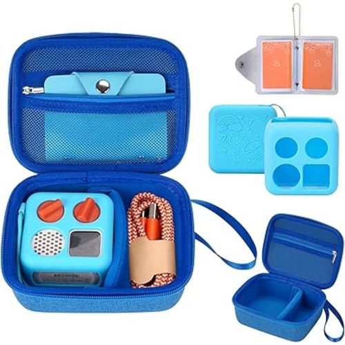 MGZNMTY Travel Storage Case and Thicken Silicone Cover Compatible with Yoto Mini Player - Kids Audio & Music Player and Card Holder for Yoto Card Hold Up to 10 Cards (Blue)