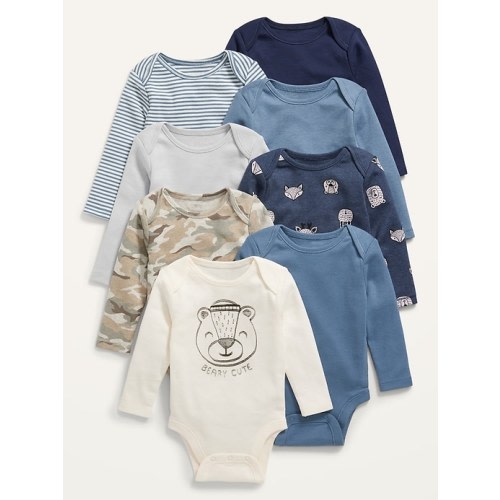 Unisex 8-Pack Long-Sleeve Bodysuit for Baby