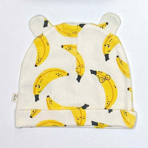Bananabunch - Baby Beanie Hat With Ears 0-6 months / Yellow / 100% Gots Organic Cotton