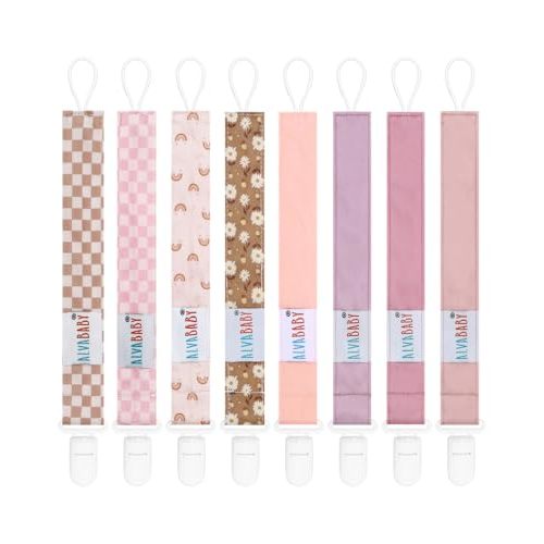 ALVABABY Pacifier Clips 8 Pack Pacifier Binky Paci Holder Leashes for Baby Teethers 8DP17A
