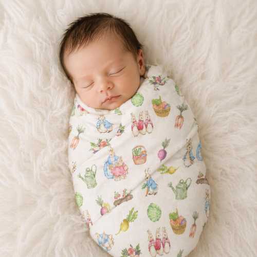 Peter Rabbit Pattern Baby Swaddle Blanket | Custom Nursery Print