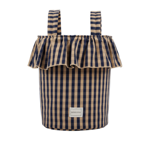 Vichy Basket - Navy + Caramel · Minicoton