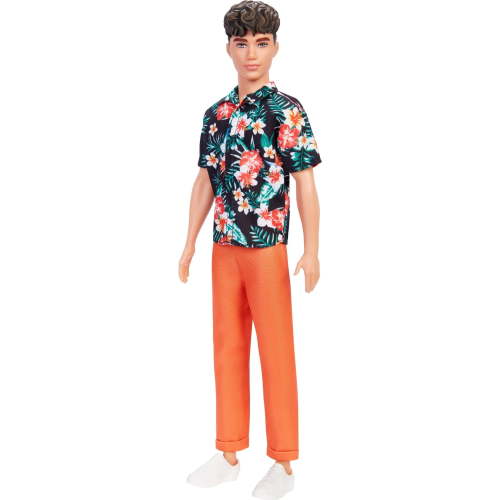 Barbie Ken Fashionistas Doll #184 with Brown Hair, Hawaiian Shirt and Orange Pants