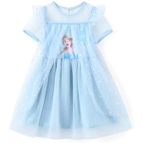 Disney Frozen Elsa Princess Minnie Mouse Toddler Girl Dress Sparkle Tulle Ruffle Summer Beach Holiday Sundress 2-6 Years