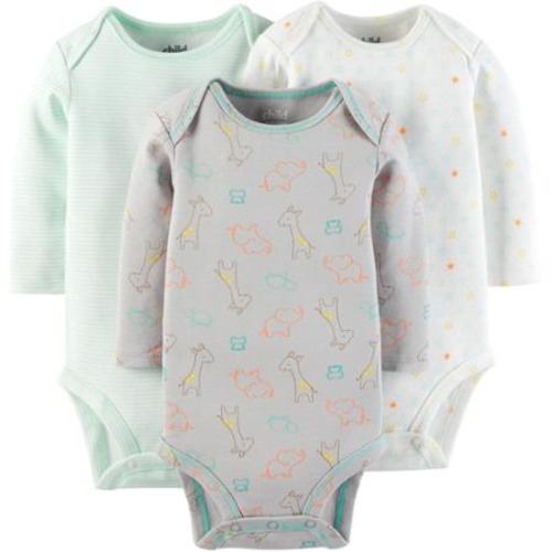 Child Of Mine by Carter's Newborn Baby Long Sleeve Bodysuit, 3 Pack,  ,   Choose an option  ,  Choose an option