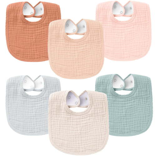 6-Pack Muslin Baby Bibs for Boys & Girls, Soft Cotton Absorbent Bandana Drool Bibs for Drooling & Teething