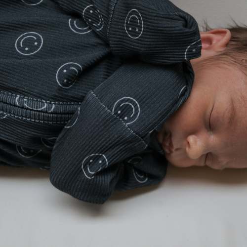 Bamboo Zip Pajamas | Smiley Ribbed