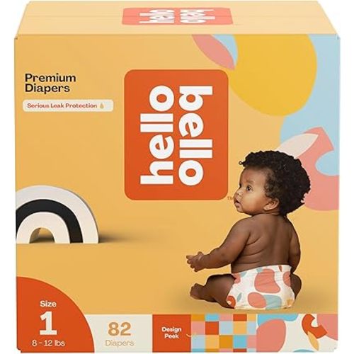 Hello Bello Premium Diapers Size 1, Honeysuckle Designs, 82ct Club Box, Hypoallergenic and Extra Absorbent