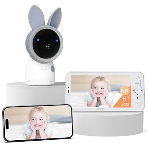ARENTI Baby Monitor A4 Kit, 2.5K 5G WiFi, 360-Color RGB Night Light,SD Slot