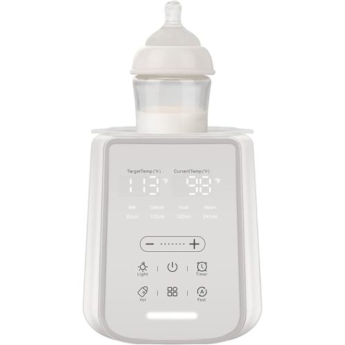 Baby Bottle Warmer for Breast Milk with Timer & Night Light, 11-in-1 Milk Warmer for Baby Bottles, 48H Keep Warm, BPA-Free Fast Heating with Adjustable Temperature (86-194℉) for Glass/PPSU Bottles
