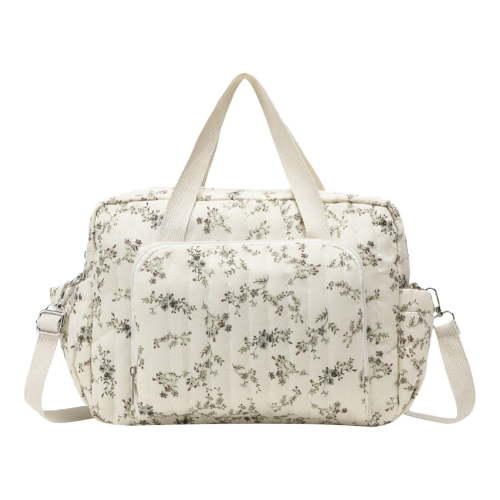 Large Capacity Floral Maternity Diaper Bag, Cotton Padded Travel Toiletry Luggage Bag (white Floral)