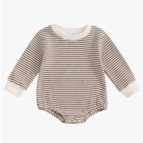 VISGOGO Unisex Baby Boy Girl Romper Waffle Newborn Infant Onesie Clothes Long Sleeve Bubble Oversized Romper Bodysuit Top