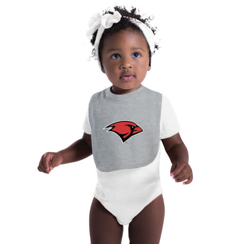 Grey Baby Bib - Cardinal Head