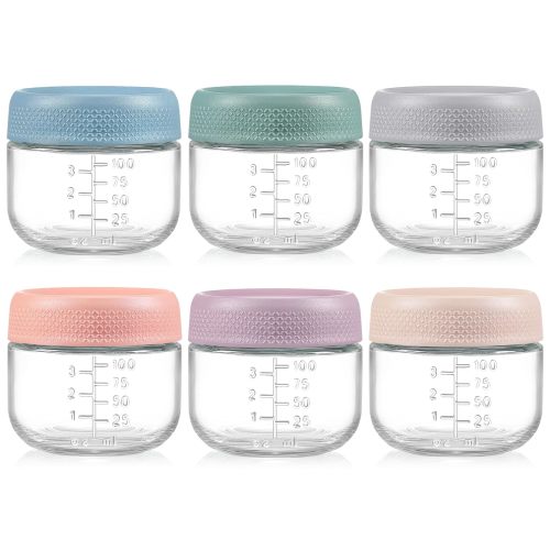 Amazon.com: NETANY 6 Pack 4 oz Glass Baby jars with Airtight Lids, Glass Baby Food Storage Containers,Overnight Oats Containers with Lids | Microwave, Dishwasher & Freezer Safe | Includes 10 Labels