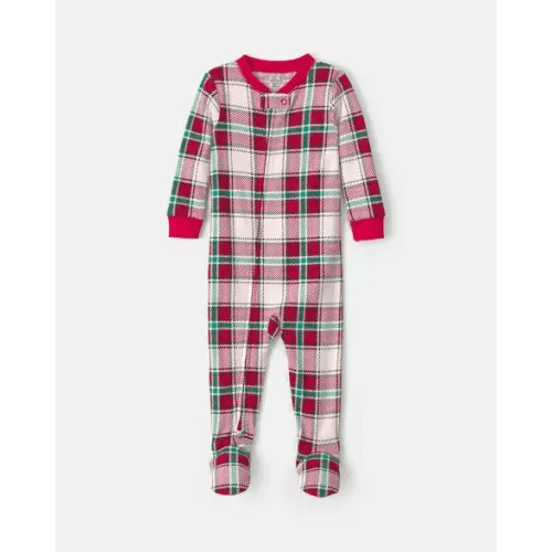 Baby 1-Piece Christmas Plaid 2-Way Zip 100% Cotton Snug Fit Footed Pajama - Red/Green | Carter's