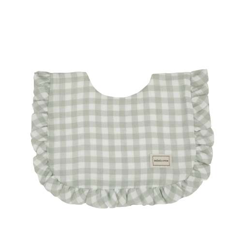 Ruffle Muslin Bib Vichy Musgo
