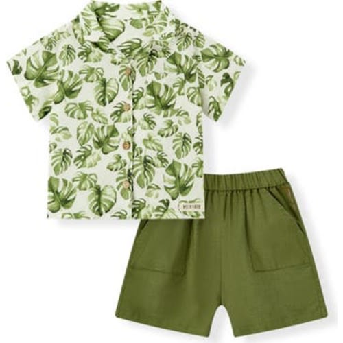 Linen Button-Up Shirt and Shorts Set, 18-24M