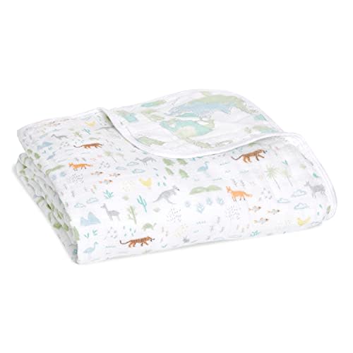 aden + anais Essentials Dream Blanket, Muslin Baby Blankets for Girls & Boys, Ideal Lightweight Newborn Nursery & Crib Blanket, Unisex Toddler & Infant Bedding, Registry Gift, Voyager-Ecosphere