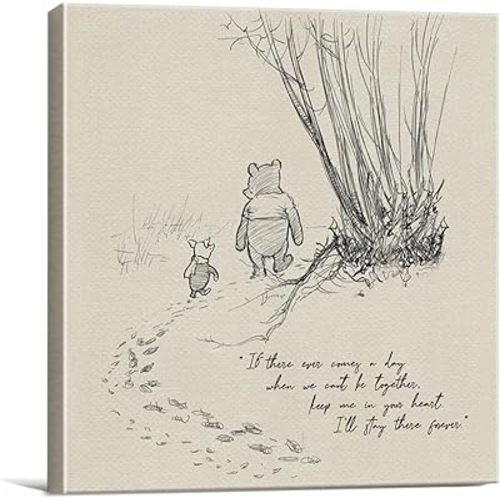 Classic Winnie the Pooh Wall Art Decor If There Ever Comes a Day Quote Canvas Painting Pictures Framed Print Sign Artwork Ready to Hang for Home Nursery (8x8 Inch)
