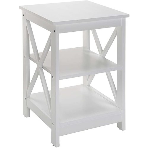 Convenience Concepts Oxford End Table 15.75" - Modern Living Room Table with Storage Shelves, Transitional Nightstand Side Table for Home Decor and Display, White