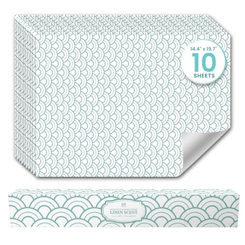 Fresh Linen Scented Drawer Liners for Dresser Drawers (10 Large Sheets, 19.7" x 14.4") - Non Adhesive Drawer Paper Liner for Bedroom Dresser & Closet Shelves by Linda’s Essentials