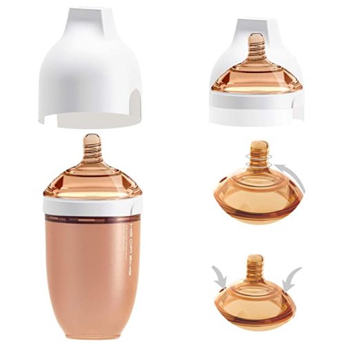 HEORSHE Silicone Baby Bottles Infant Bottles 6-12 Months Anti Colic Baby Bottles for Newborns Bottles for Breastfed Babies Newborn Breastfeeding Bottles for Babies Baby Bottles 8 oz for 7 8 9 10 11M+ - White - 8oz/240ml