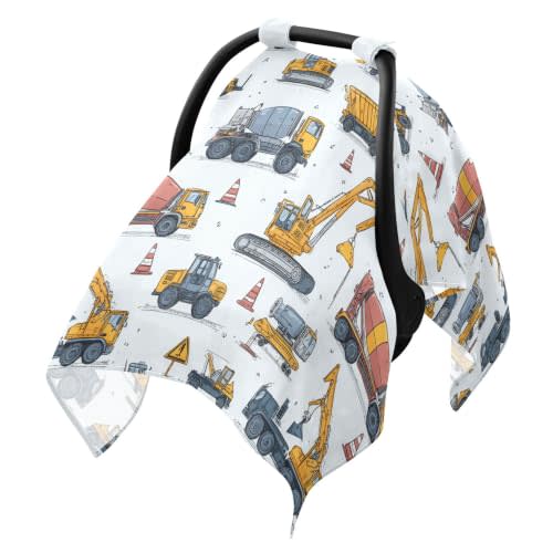 Construction Trucks Tractor Car Seat Cover Baby Breathable Soft Infant Carseat Covers Canopies Babies Carrier Covers for Girl Boy